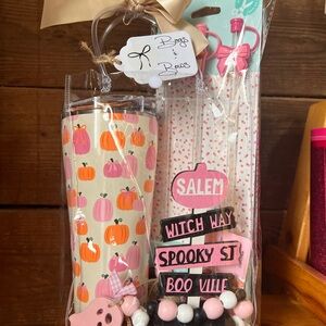 Pumpkin Print Swig Tumbler with Swig Straw set